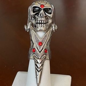 Skull alloy metal armor articulated ring